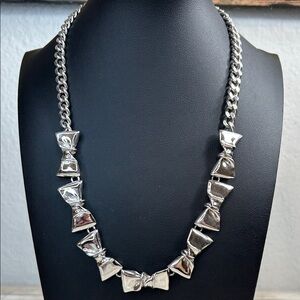 Stella & Dot Silver Bow-Tie Collar Necklace